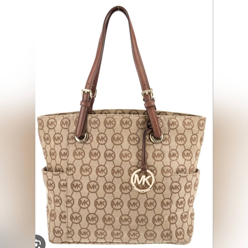 Michael Kors Purse Tan Brown Shoulder Bag Handbag MK Tote